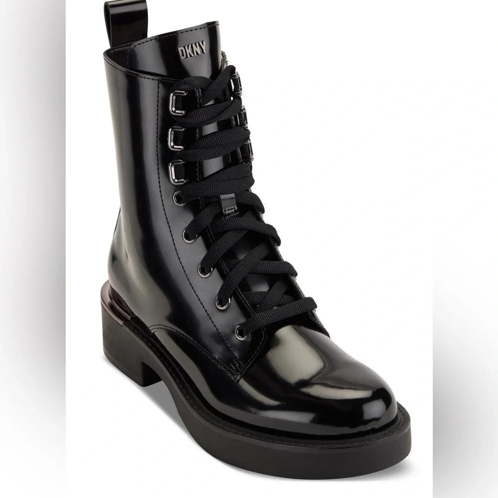 NWOT DKNY Combat Boots sz 6 Black Leather BRAND NEW NEVER WORN